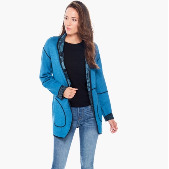 Nic+Zoe NOW AND LATER REVERSIBLE JACKET in blue multi, Size PS
New with tags - Picture 12 of 16